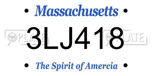 3LJ418 Massachusetts License Plate