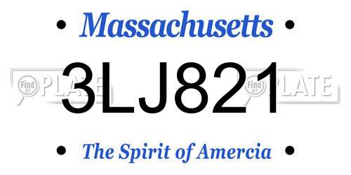 3LJ821 Massachusetts License Plate