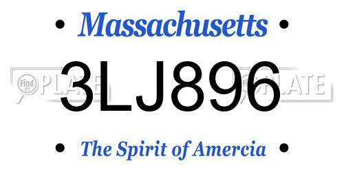 3LJ896 Massachusetts License Plate