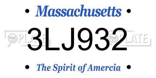 3LJ932 Massachusetts License Plate