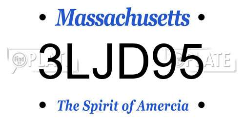 3LJD95 Massachusetts License Plate