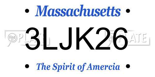 3LJK26 Massachusetts License Plate