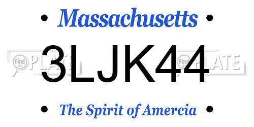 3LJK44 Massachusetts License Plate