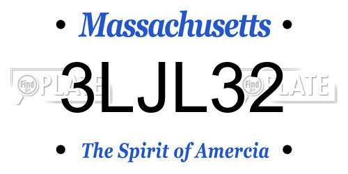 3LJL32 Massachusetts License Plate