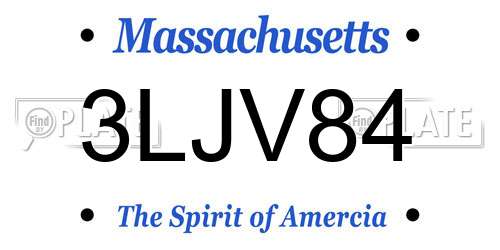 3LJV84 Massachusetts License Plate