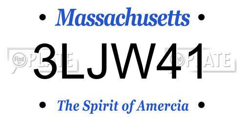 3LJW41 Massachusetts License Plate