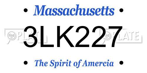 3LK227 Massachusetts License Plate