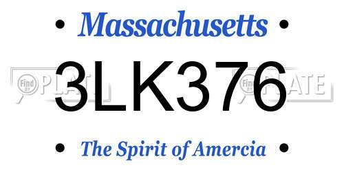 3LK376 Massachusetts License Plate