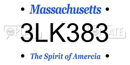 3LK383 Massachusetts License Plate
