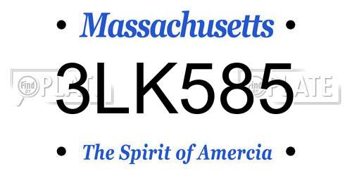 3LK585 Massachusetts License Plate