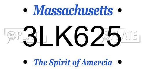 3LK625 Massachusetts License Plate