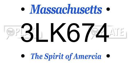 3LK674 Massachusetts License Plate
