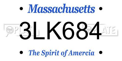 3LK684 Massachusetts License Plate