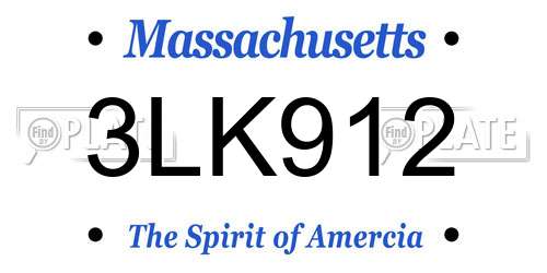 3LK912 Massachusetts License Plate