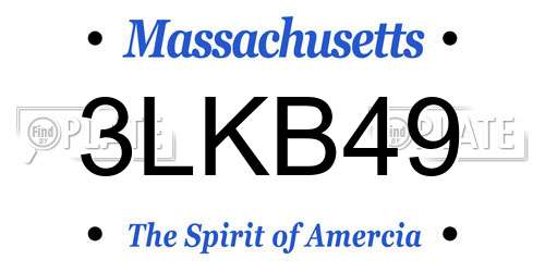 3LKB49 Massachusetts License Plate