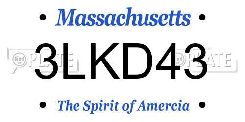 3LKD43 Massachusetts License Plate
