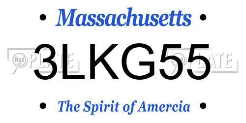 3LKG55 Massachusetts License Plate
