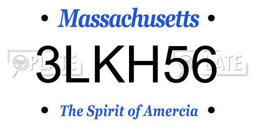 3LKH56 Massachusetts License Plate