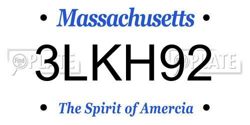 3LKH92 Massachusetts License Plate