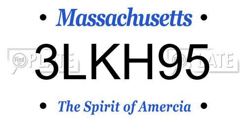 3LKH95 Massachusetts License Plate