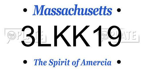 3LKK19 Massachusetts License Plate