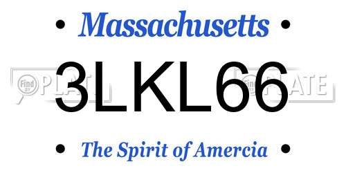 3LKL66 Massachusetts License Plate