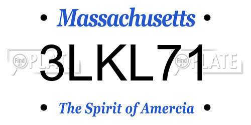 3LKL71 Massachusetts License Plate