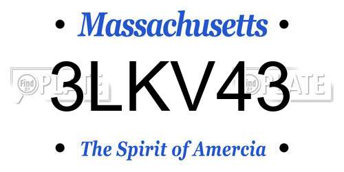 3LKV43 Massachusetts License Plate