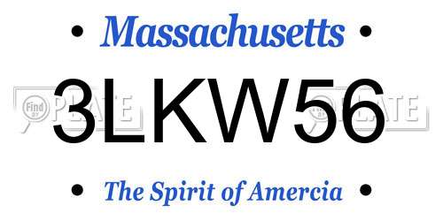 3LKW56 Massachusetts License Plate
