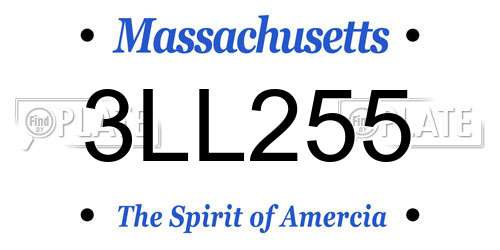 3LL255 Massachusetts License Plate