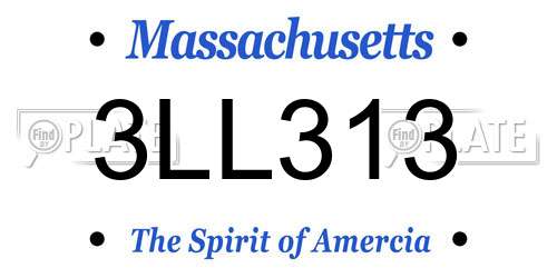 3LL313 Massachusetts License Plate