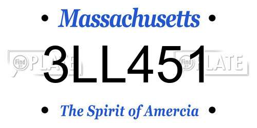 3LL451 Massachusetts License Plate