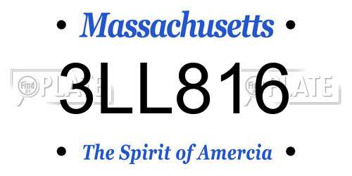 3LL816 Massachusetts License Plate