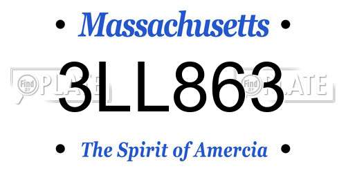 3LL863 Massachusetts License Plate