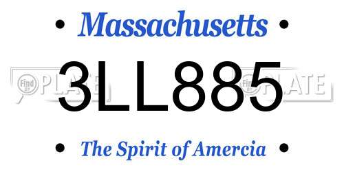 3LL885 Massachusetts License Plate