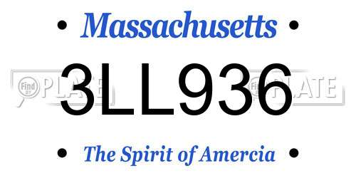 3LL936 Massachusetts License Plate