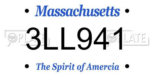 3LL941 Massachusetts License Plate