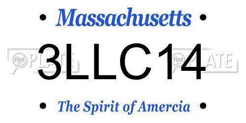 3LLC14 Massachusetts License Plate