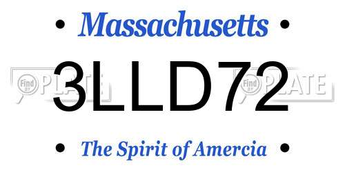 3LLD72 Massachusetts License Plate