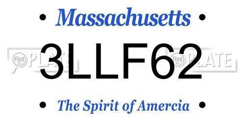 3LLF62 Massachusetts License Plate