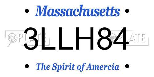 3LLH84 Massachusetts License Plate