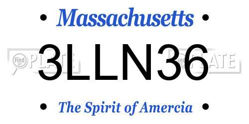 3LLN36 Massachusetts License Plate