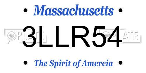 3LLR54 Massachusetts License Plate