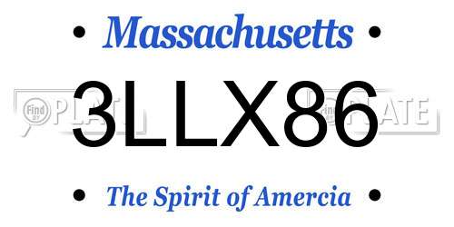 3LLX86 Massachusetts License Plate