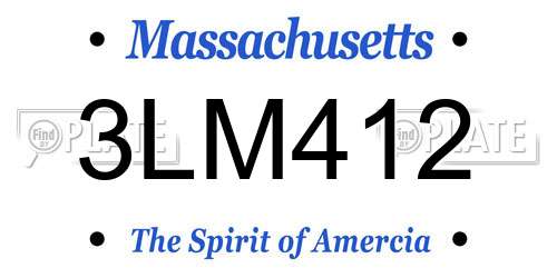 3LM412 Massachusetts License Plate