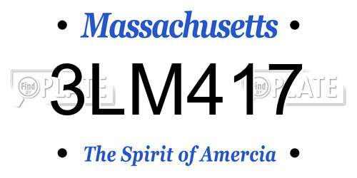 3LM417 Massachusetts License Plate