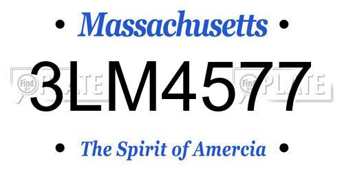 3LM4577 Massachusetts License Plate