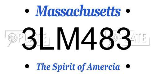 3LM483 Massachusetts License Plate