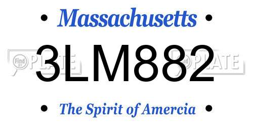 3LM882 Massachusetts License Plate