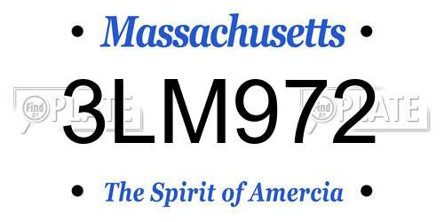 3LM972 Massachusetts License Plate